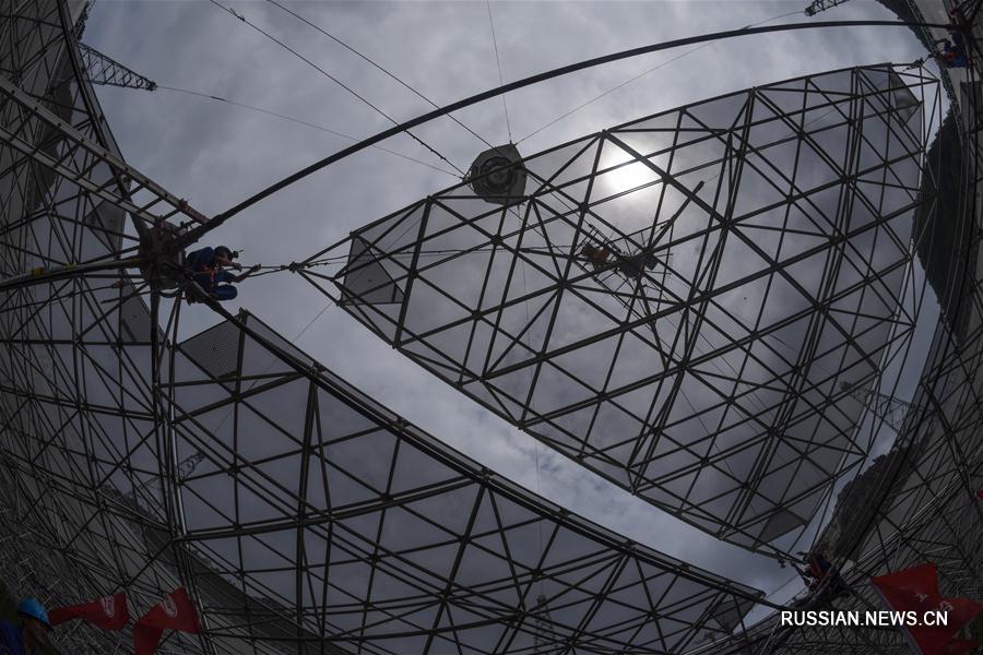В Китае построено основное сооружение крупнейшего в мире радиотелескопа 