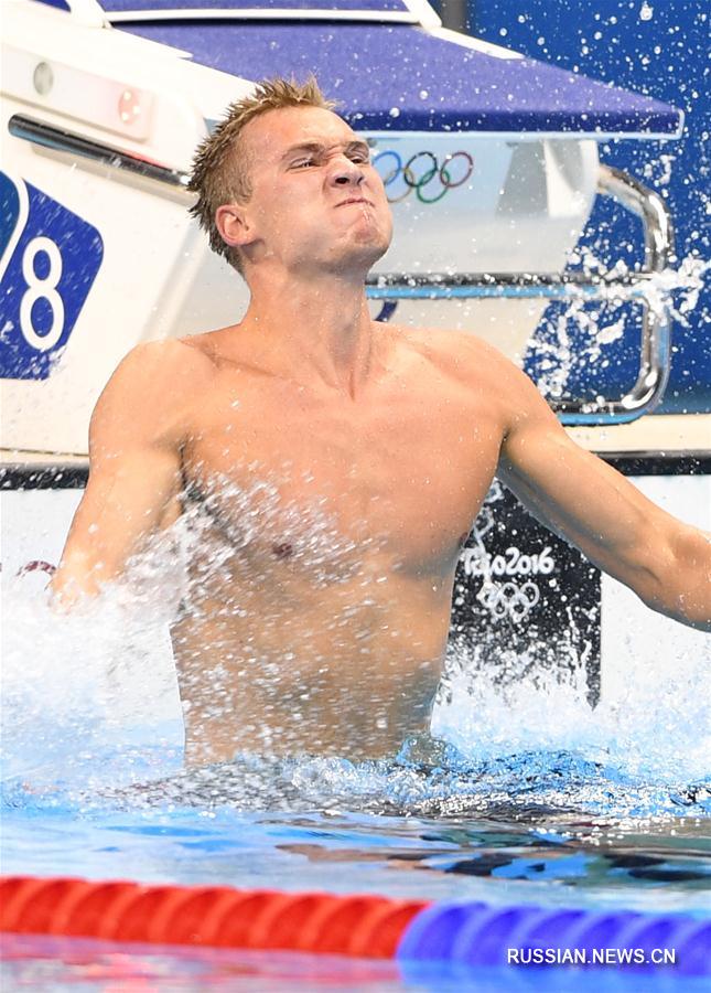 （里约奥运会·夺冠一刻）（12）游泳——男子200米蛙泳：哈萨克斯坦选手巴兰金夺冠