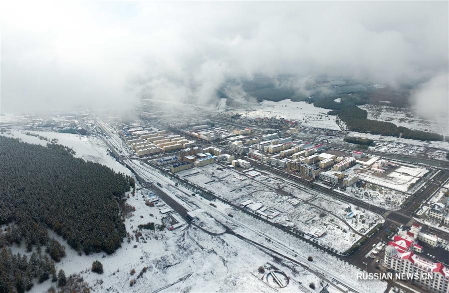 В городе Аршань Внутренней Монголии выпал первый снег