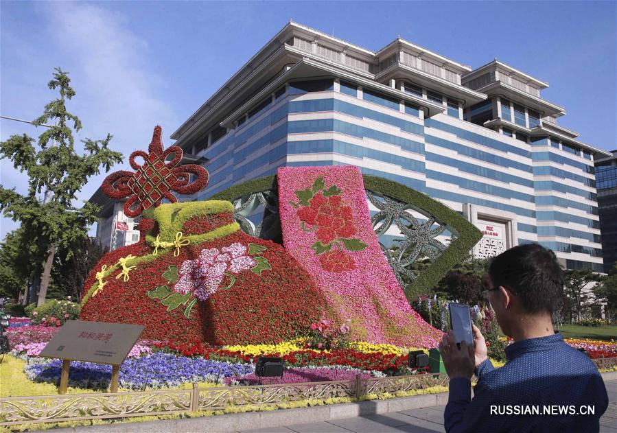 Пекин украсили цветочные композиции для встречи участников форума по сотрудничеству  в рамках "Пояса и пути"