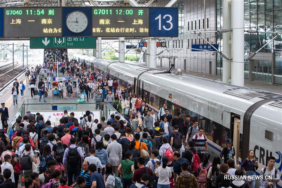 Предпраздничный наплыв пассажиров на железных дорогах Китая
