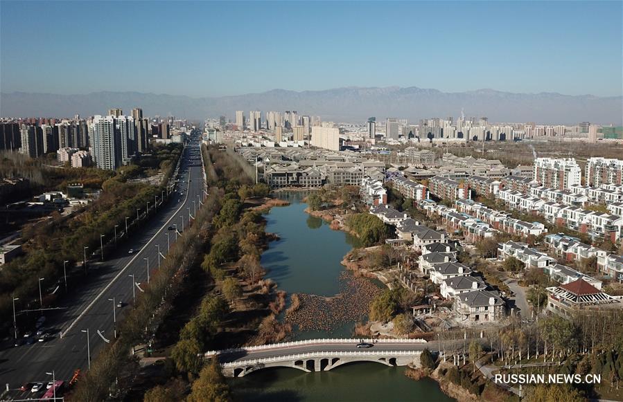 Водно-болотные угодья города Иньчуань на северо-западе Китая