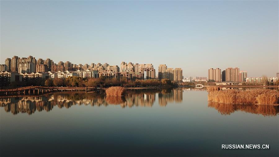 Водно-болотные угодья города Иньчуань на северо-западе Китая