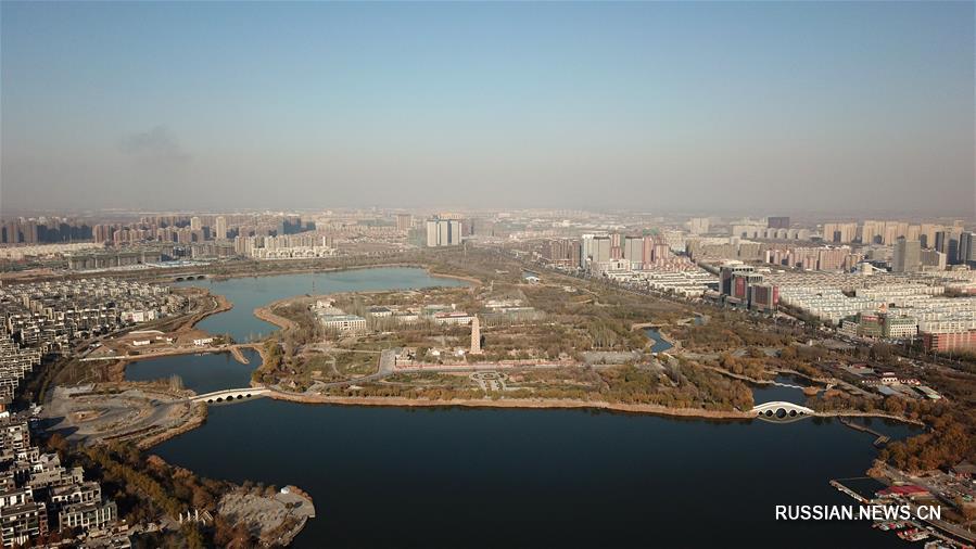 Водно-болотные угодья города Иньчуань на северо-западе Китая