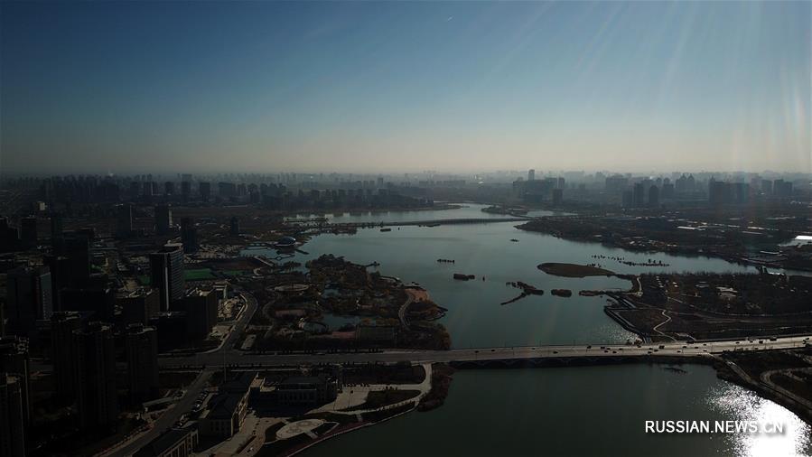 Водно-болотные угодья города Иньчуань на северо-западе Китая