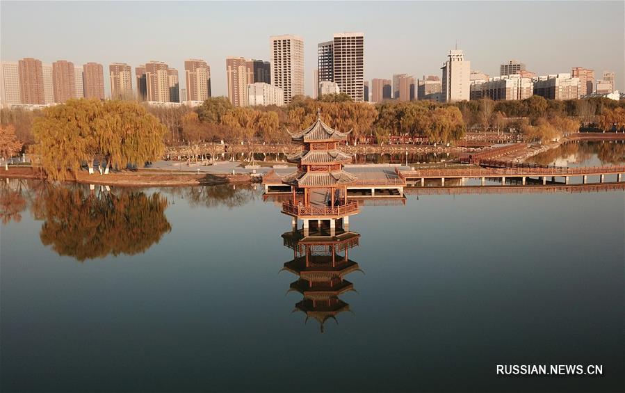 Водно-болотные угодья города Иньчуань на северо-западе Китая