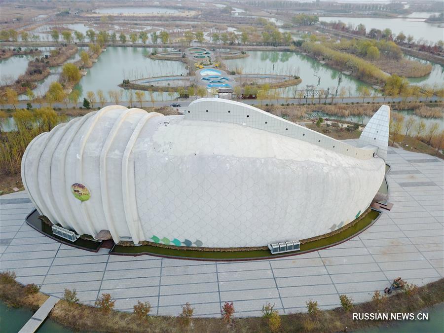 Гигантский аквариум-рыба в парке Хунцзэху