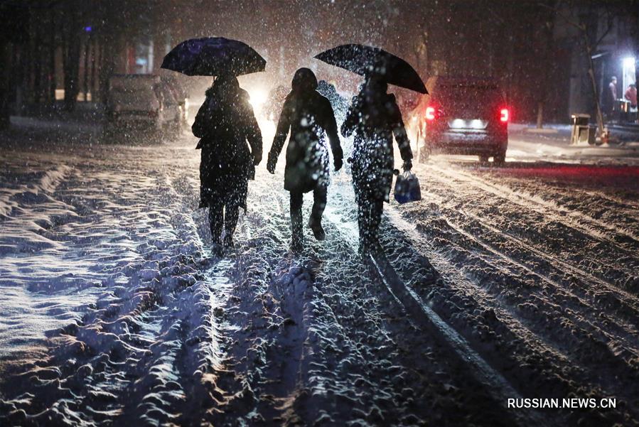 Во многих регионах Китая идет сильный снегопад