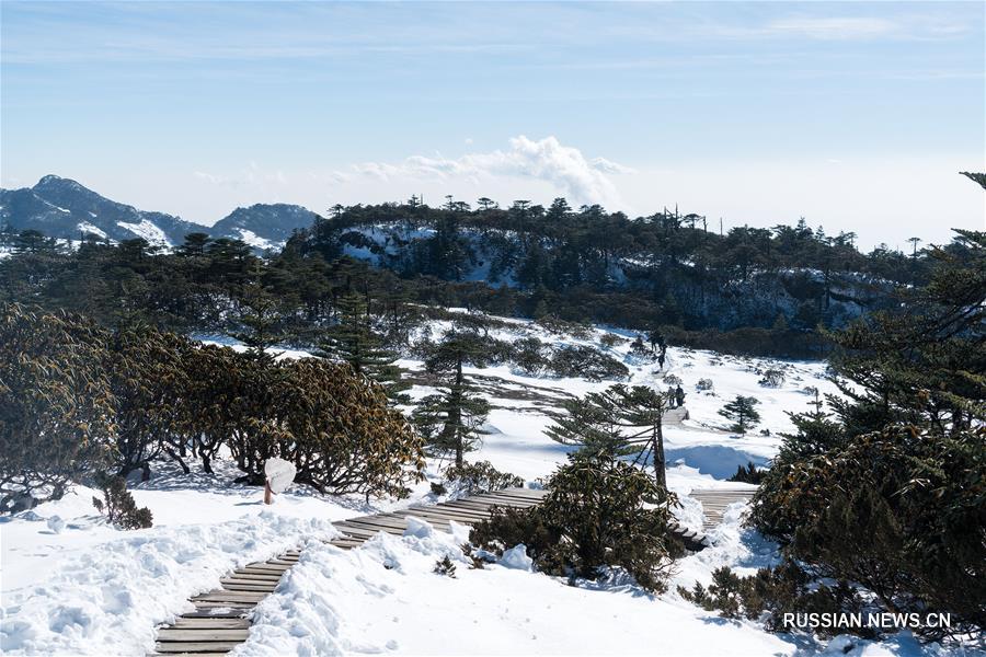 Ладшафтный парк Цзяоцзысюэшань после снегопада