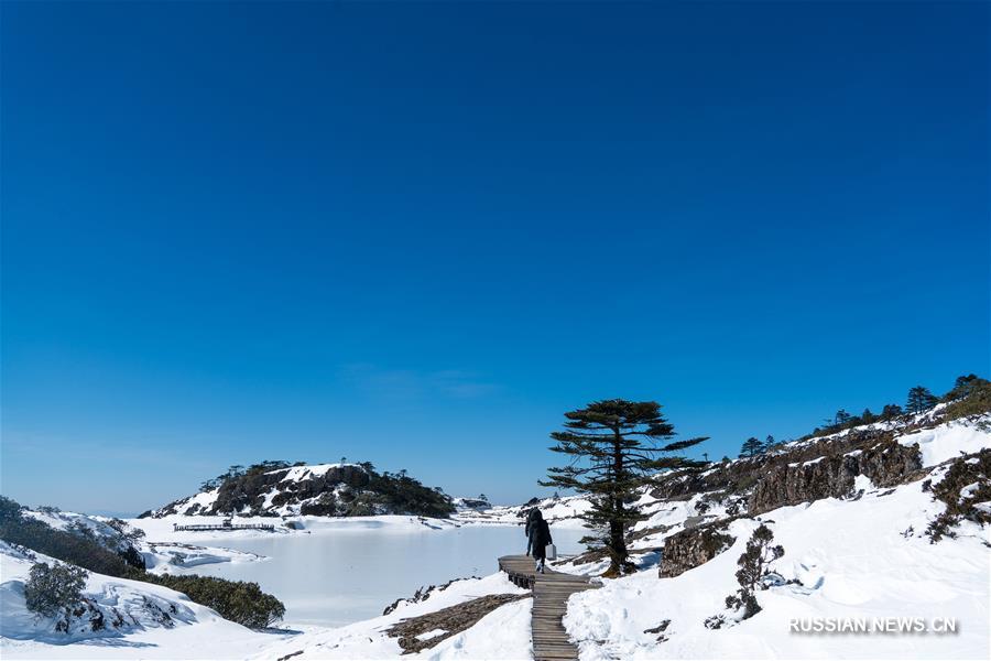Ладшафтный парк Цзяоцзысюэшань после снегопада 