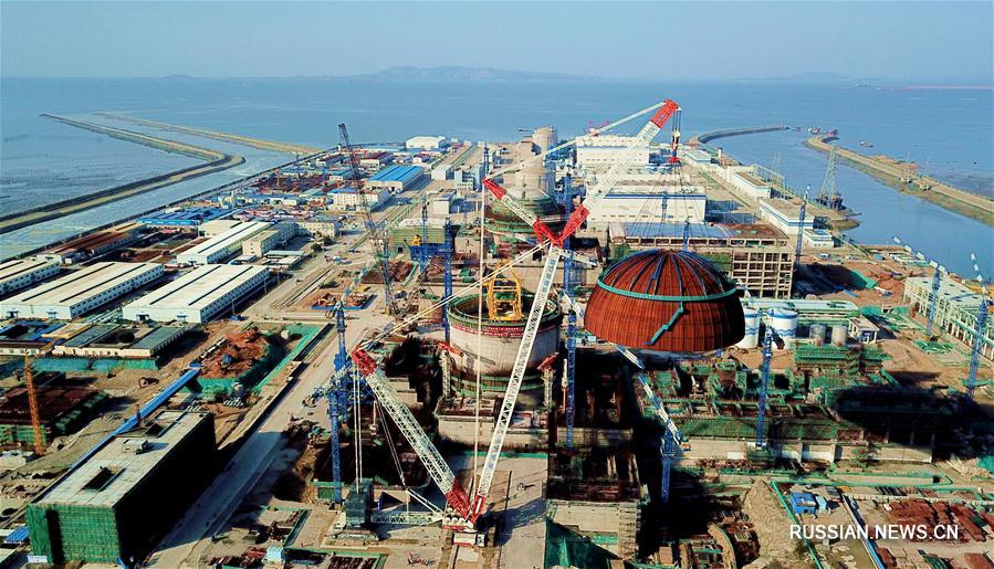 В Китае завершился монтаж купола реактора "Хуалун-1" на шестом энергоблоке АЭС "Фуцин" 
