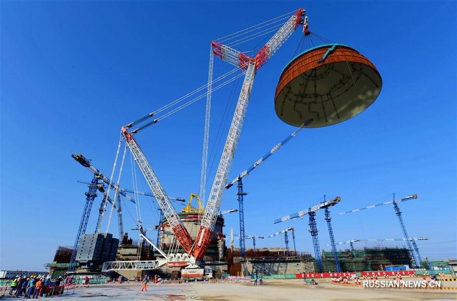 В Китае завершился монтаж купола реактора "Хуалун-1" на шестом энергоблоке АЭС "Фуцин" 