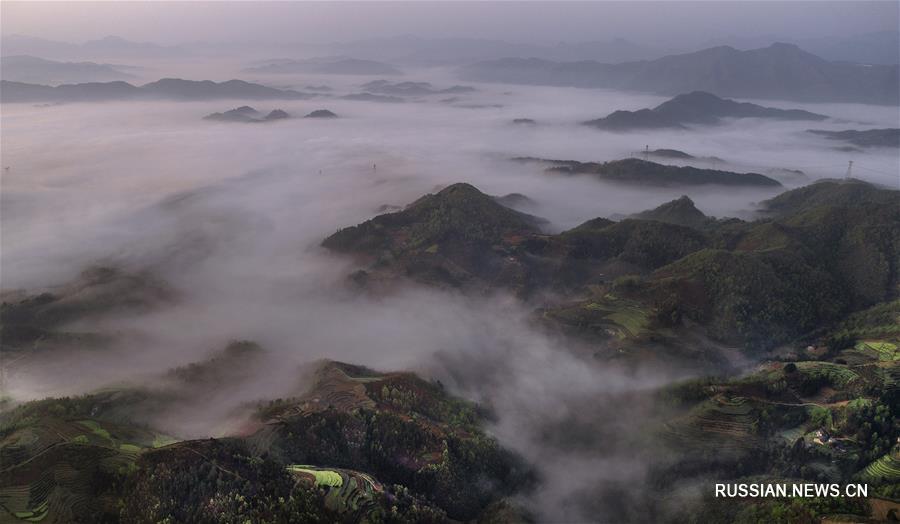 Террасированные поля в провинции Шэньси