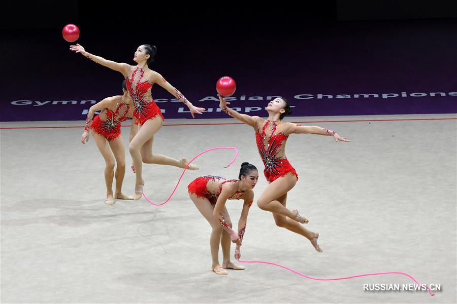 Художественная гимнастика -- Чемпионат Азии 2018: обзор групповых соревнований с 3 мячами и 2 скакалками