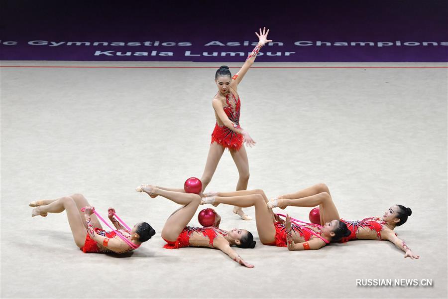 Художественная гимнастика -- Чемпионат Азии 2018: обзор групповых соревнований с 3 мячами и 2 скакалками