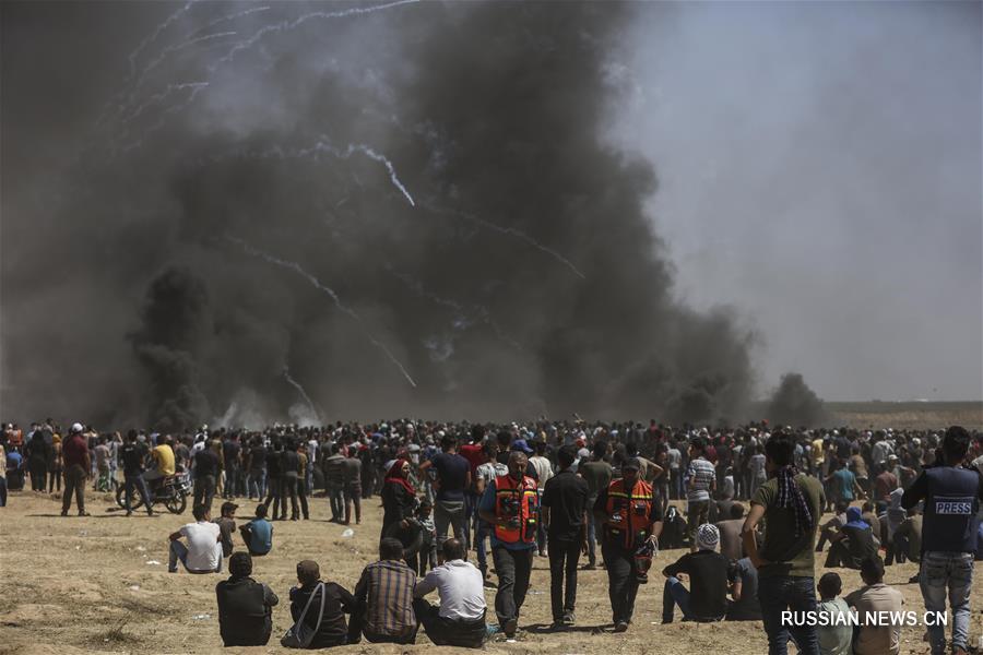 В секторе Газа в ходе массовых протестов в связи с открытием посольства США в Иерусалиме  погибли 55 палестинцев 