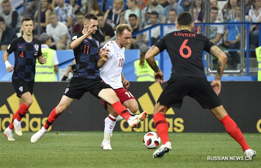 Футбол -- ЧМ-2018, 1/8 финала: сборная Хорватии встречается со сборной Дании