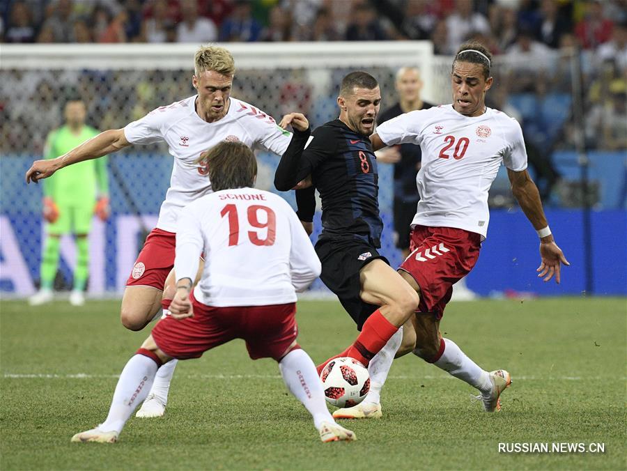 Футбол -- ЧМ-2018, 1/8 финала: сборная Хорватии встречается со сборной Дании