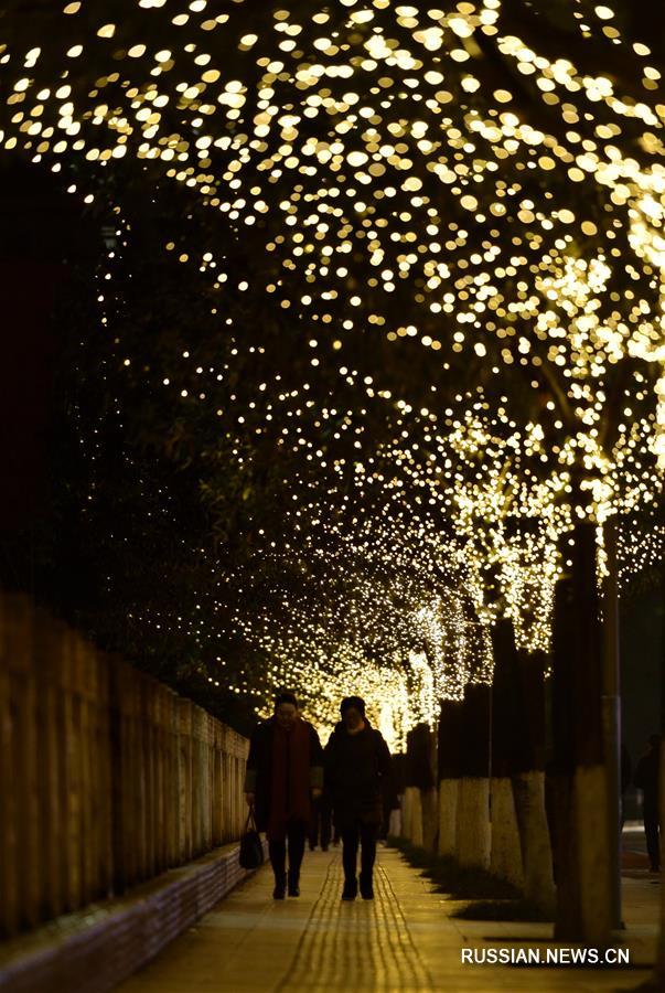 Новогодние украшения в уезде Сюаньэнь провинции Хубэй