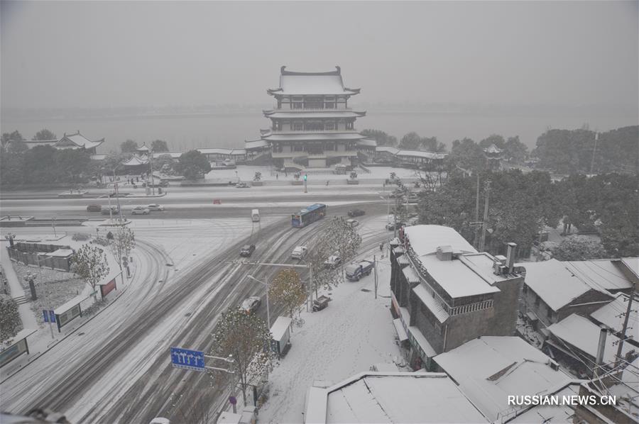 В городе Чанша выпал снег
