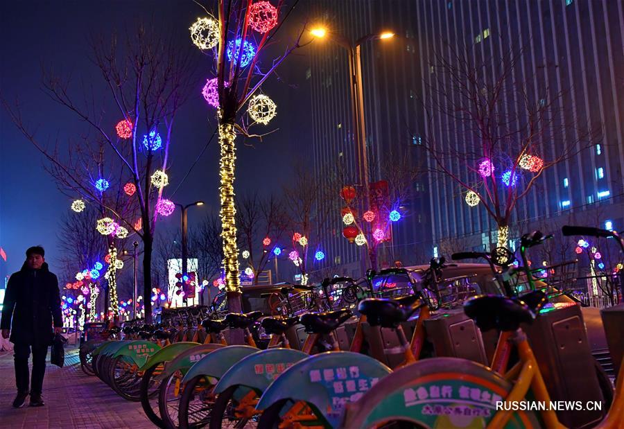 Ночная подсветка в городе Тайюань