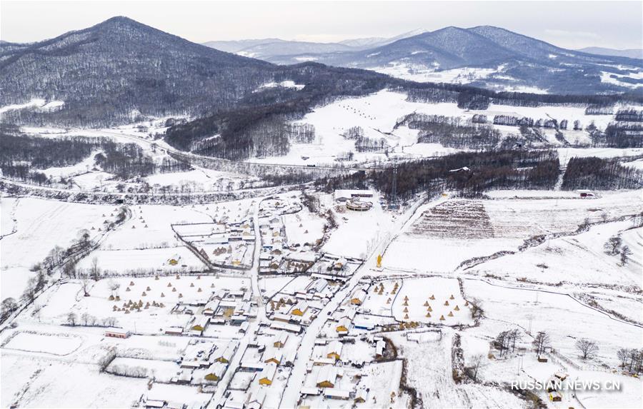 Зима в городе Шулань на северо-востоке Китая