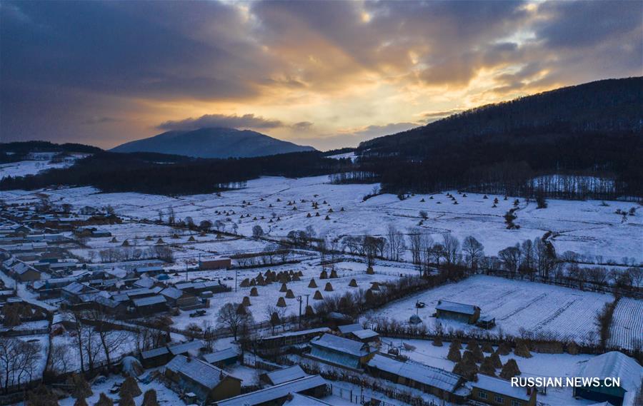 Зима в городе Шулань на северо-востоке Китая