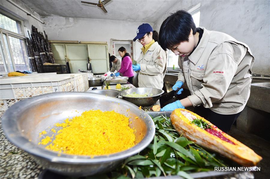 "Пельменями" из овощей и фруктов угостили животных в зоопарке города Тяньцзинь