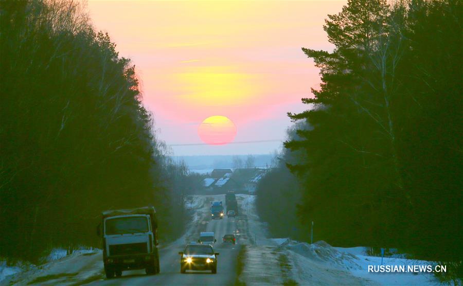 Яркий рассвет в Беларуси