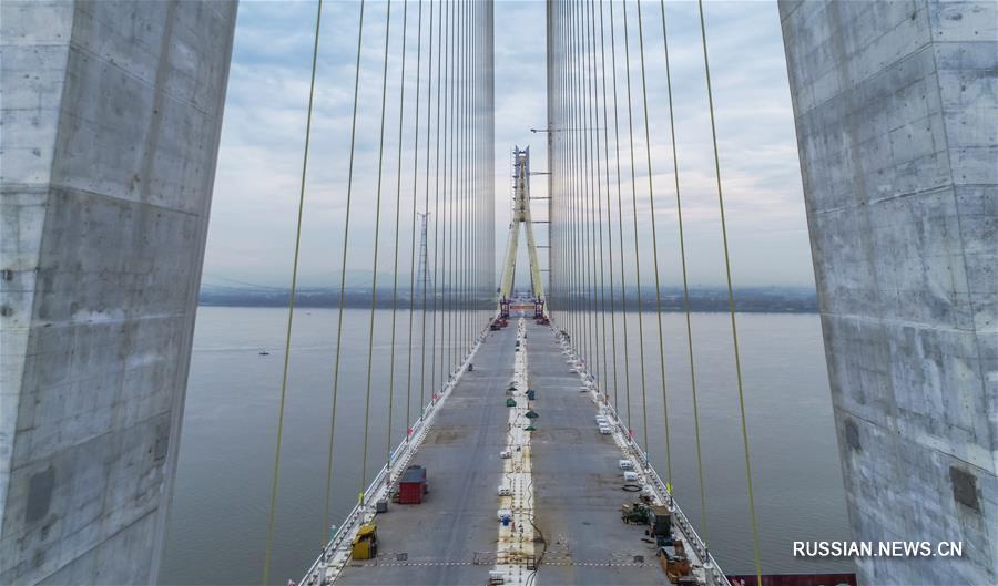 Успешно выполнено смыкание шоссейного моста через реку Янцзы в Чичжоу