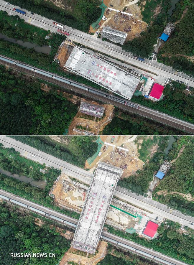 В провинции Гуандун произведен разворот моста на строящемся скоростном шоссе