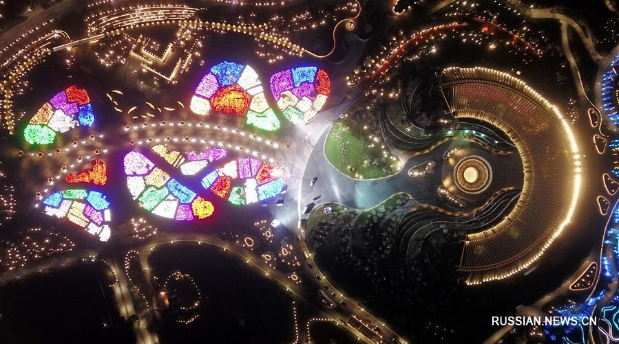 Всемирная выставка садово-паркового искусства-2019 в Пекине с высоты птичьего полета