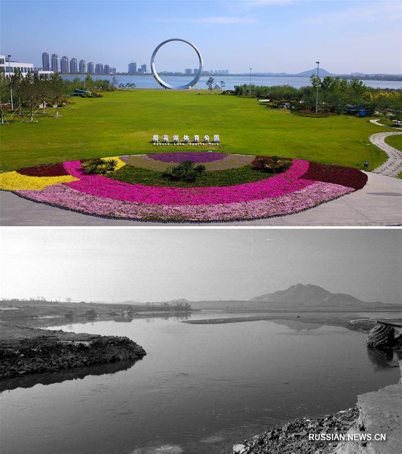 Болото превратилось в озеро "Цветов вишни" на востоке Китая