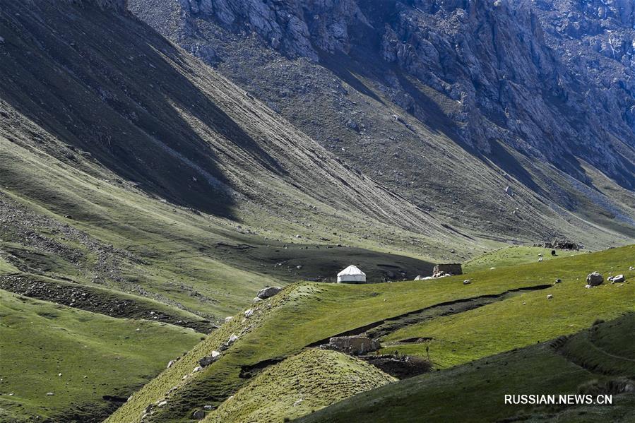 Пастбище Лайбулак в горах Памира