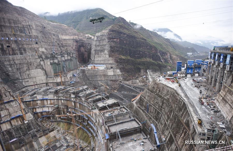 Строительство ГЭС Байхэтань на юго-западе Китая
