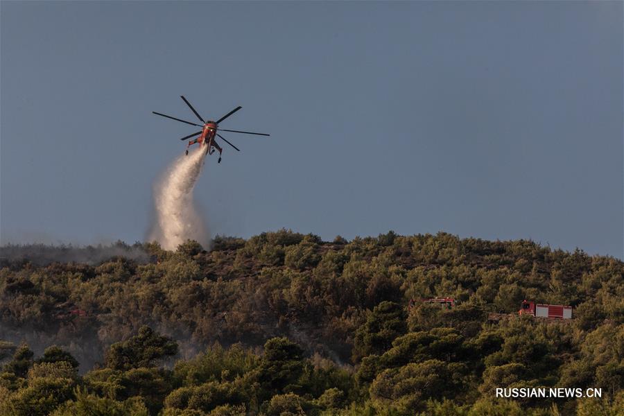 В окрестностях Афин вспыхнул горный пожар