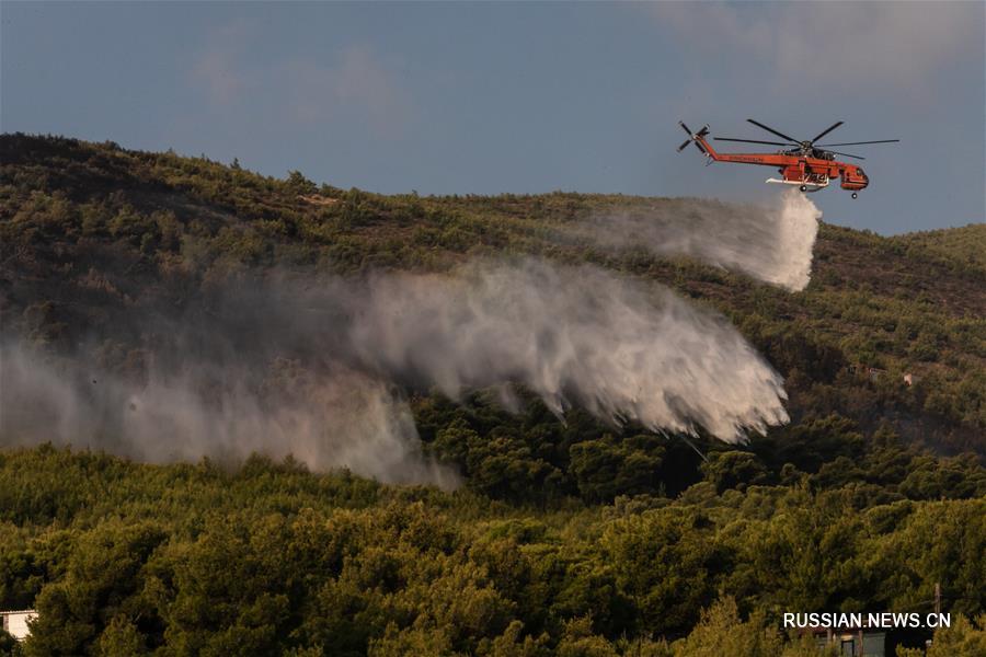 В окрестностях Афин вспыхнул горный пожар