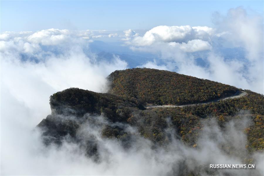 Гора Лунтоушань в провинции Шэньси: парящая над морем облаков