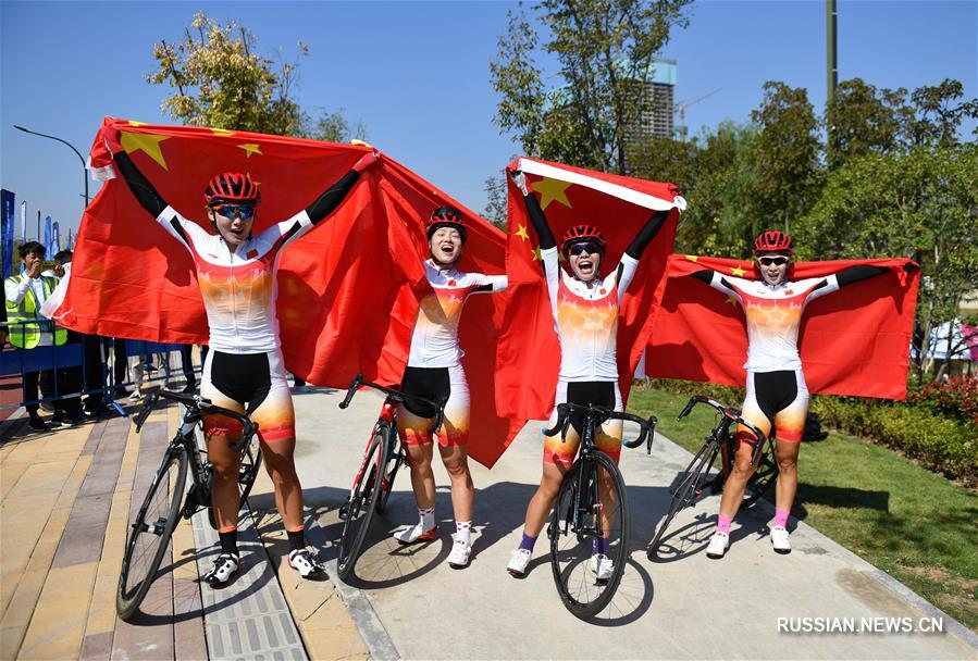 Китайская женская команда завоевала золото в велогонках по шоссе в рамках Всемирных военных игр
