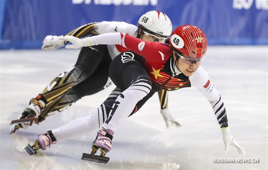 Сборная Китая стала второй в женской эстафете на дистанции 3000 метров на этапе КМ по шорт-треку в Дрездене 
