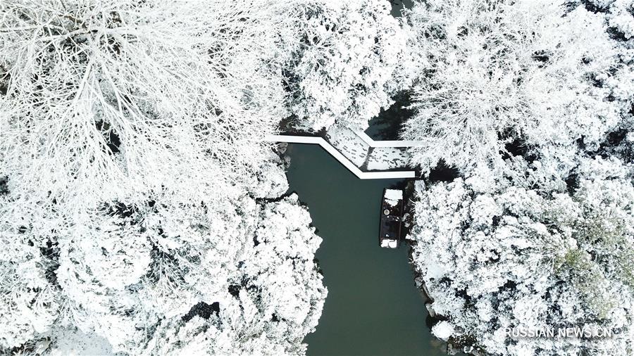 Заснеженные пейзажи хэфэйского парка Хуаньчэн