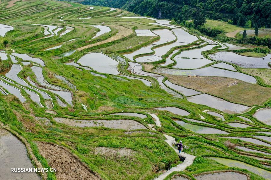 Весенняя пахота в живописной провинции Гуйчжоу