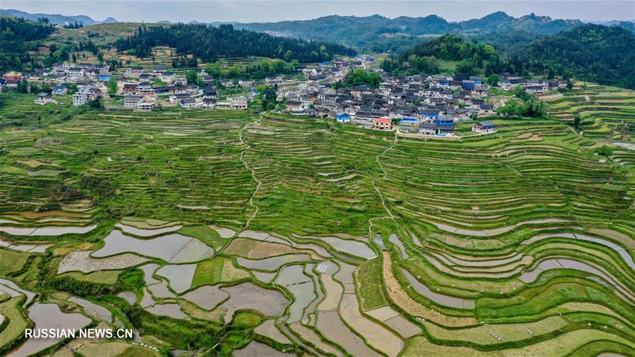Весенняя пахота в живописной провинции Гуйчжоу