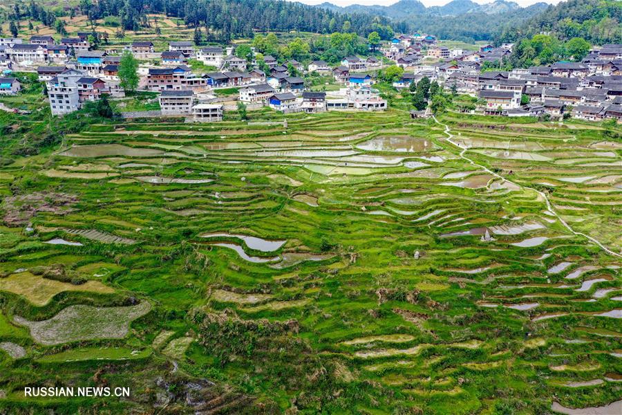 Весенняя пахота в живописной провинции Гуйчжоу