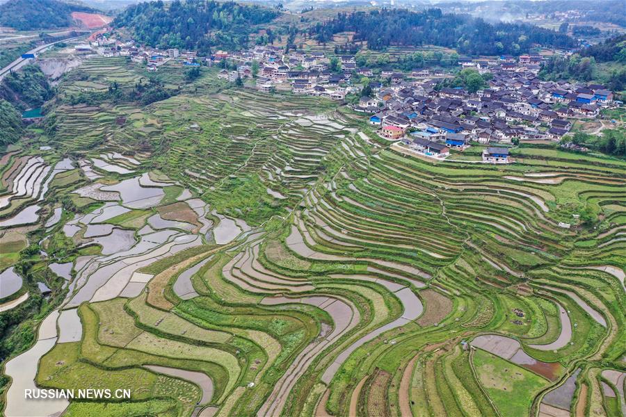 Весенняя пахота в живописной провинции Гуйчжоу