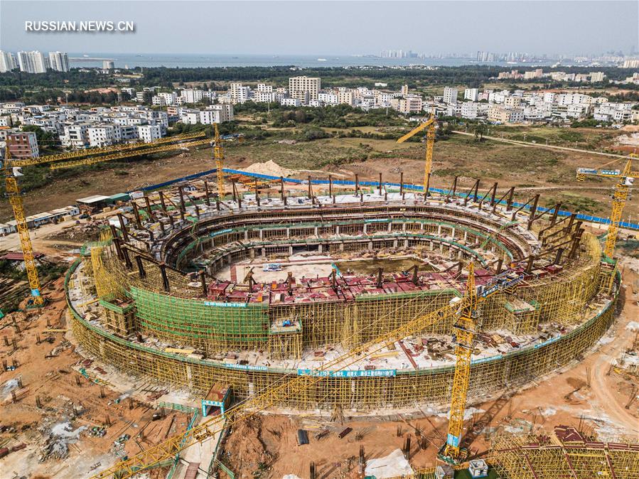 Строительство стадиона "Уюаньхэ" в Хайкоу
