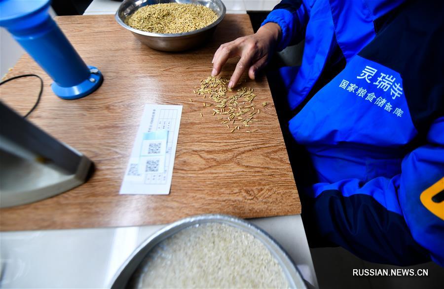 Строгий контроль зерна в государственном хранилище в провинции Хунань