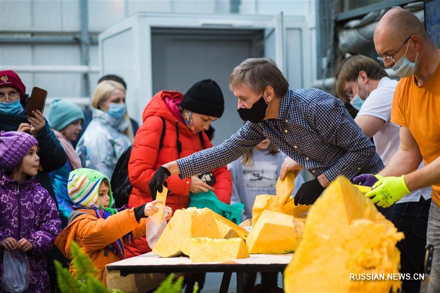 Посетителей Ботанического сада МГУ угостили крупноплодной тыквой 