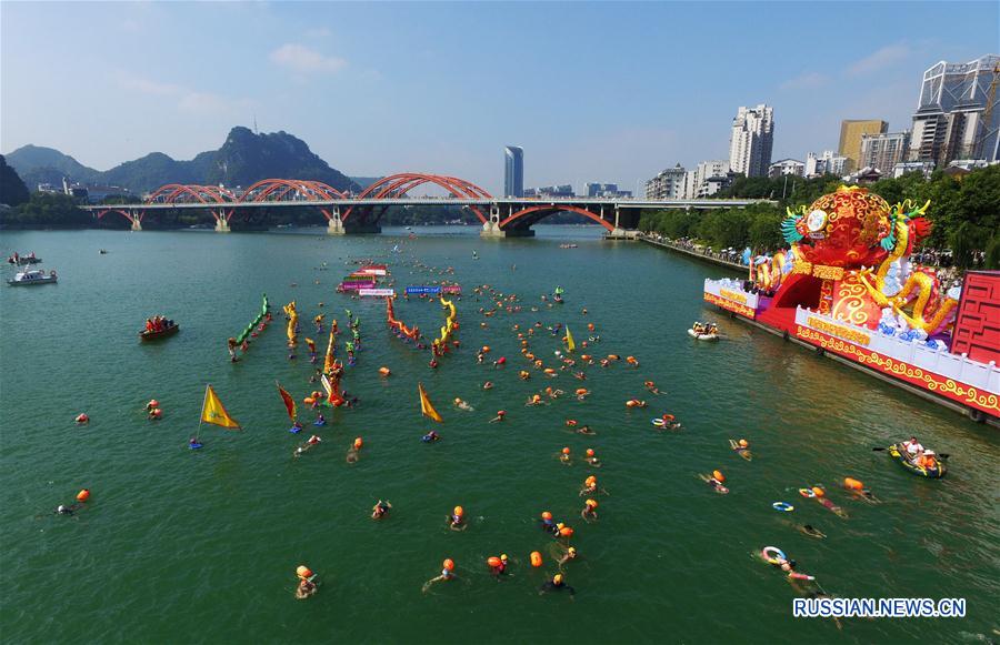 Река Люцзян в Лючжоу -- "самая спортивная река в Гуанси"  