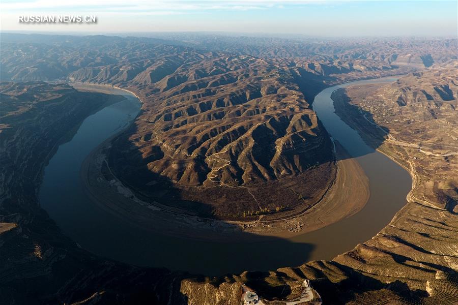 Лессовое плато на севере Китая -- взгляд с высоты